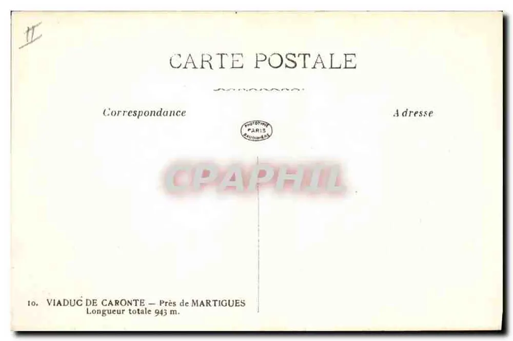 Viaducto de Caronte — Cerca de Martigues — Editor Baumann & Cie, n°10 - Reverso