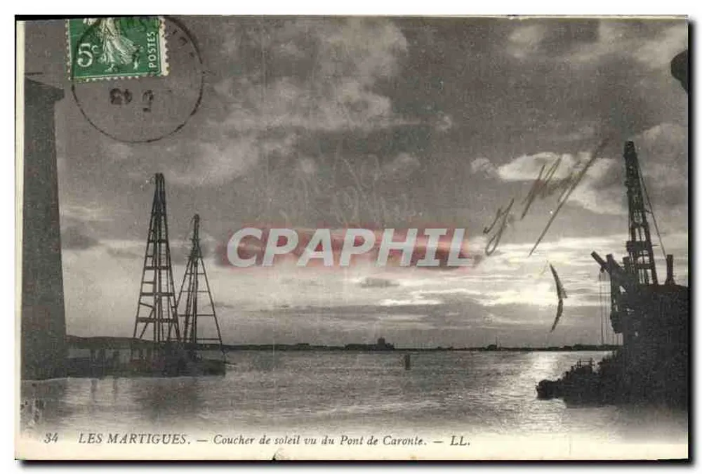 Les Martigues — Sonnenuntergang von der Pont de Caronte — LL. — Nr. 34 - Vorderseite