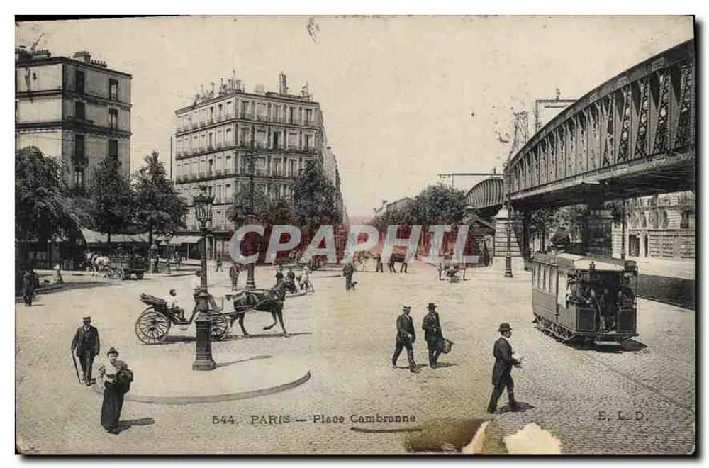 Paris — Place Cambon — trem e carruagem sob viaduto - Frente