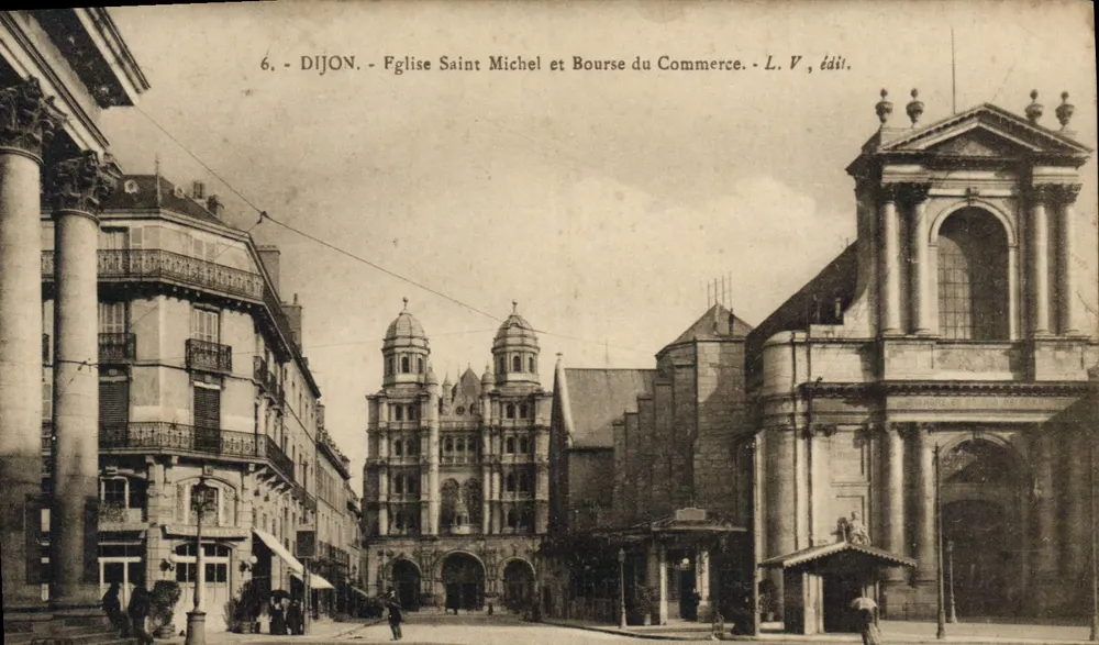 Dijon - Igreja de São Miguel e Bolsa do Comércio - L. V., edição - Frente