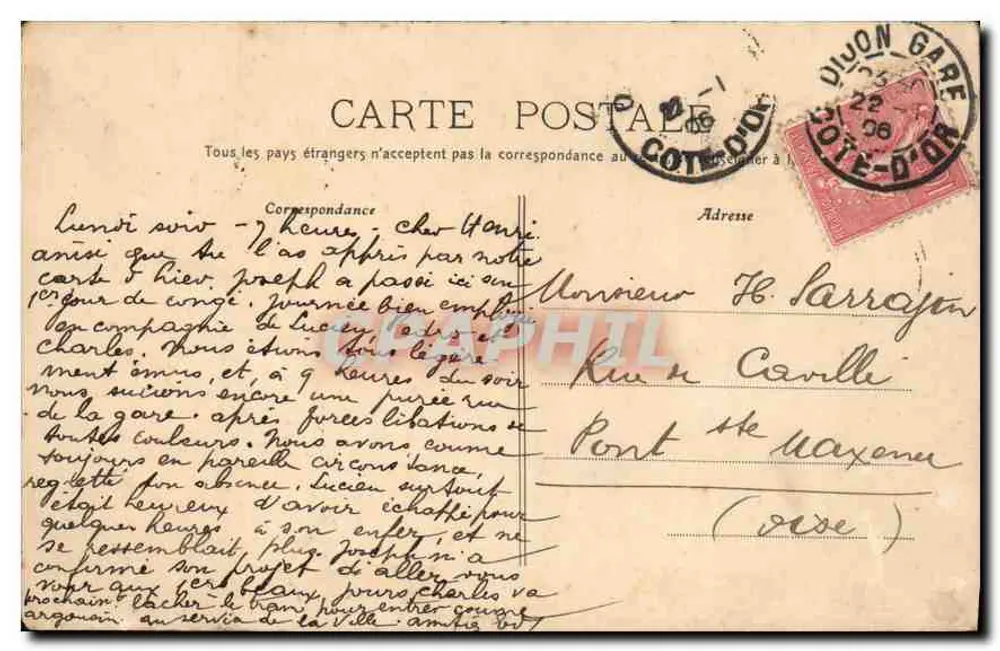 Dijon — Vue Générale — Aubert, édit. 10 r. Liberté, Dijon - Verso