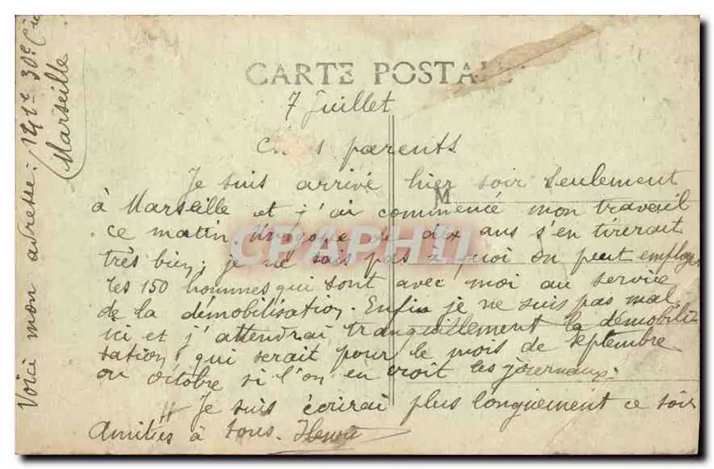 Marseille — Quai dos Belges — C.M. editor - Verso