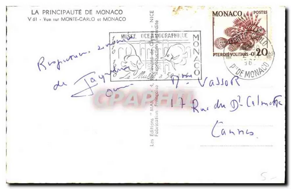 Ansicht von Monte-Carlo und Monaco — Das Fürstentum Monaco — V 61 — Oceanographic Editions, Nice - Rückseite
