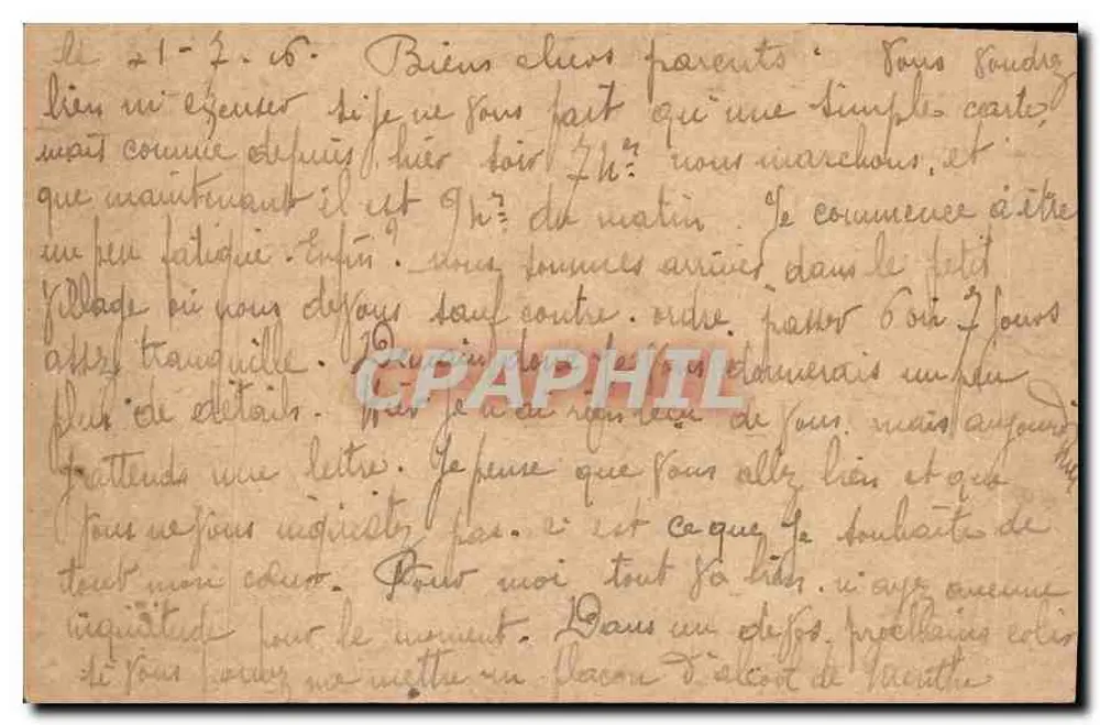 Correspondência das Forças da República — Carta em franquia — Remetente em Amiens - Verso