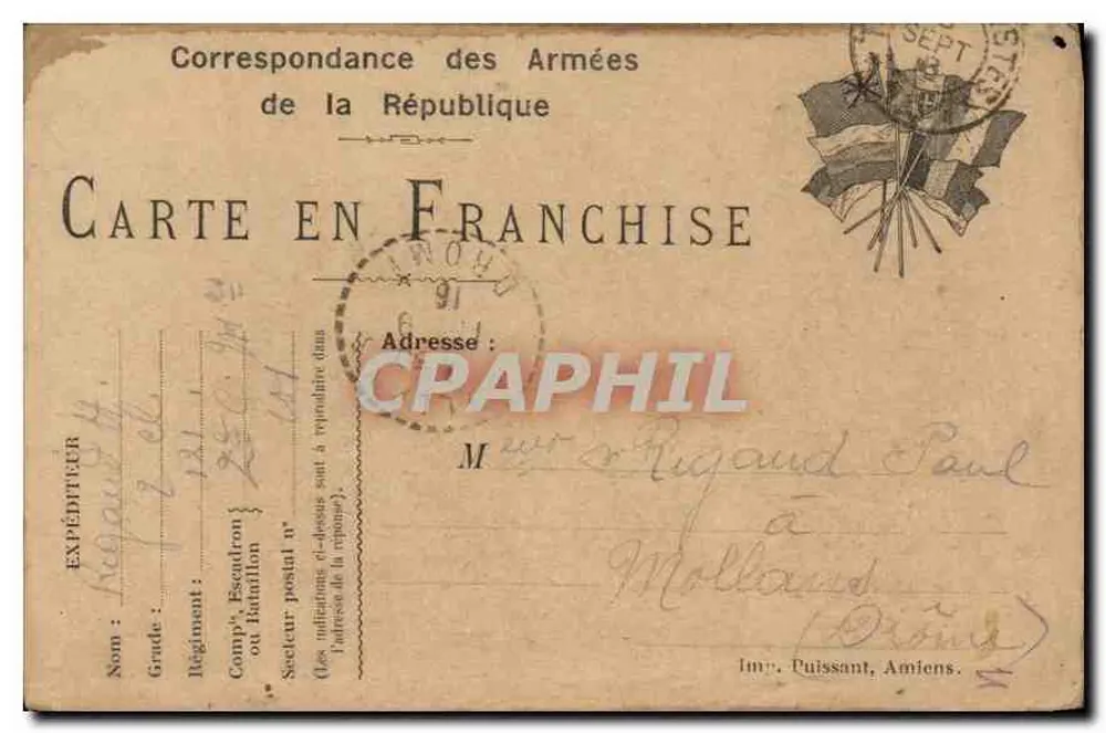 Korrespondenz der Armee der Republik — Militärkarte — Druckerei Puissant, Amiens - Vorderseite