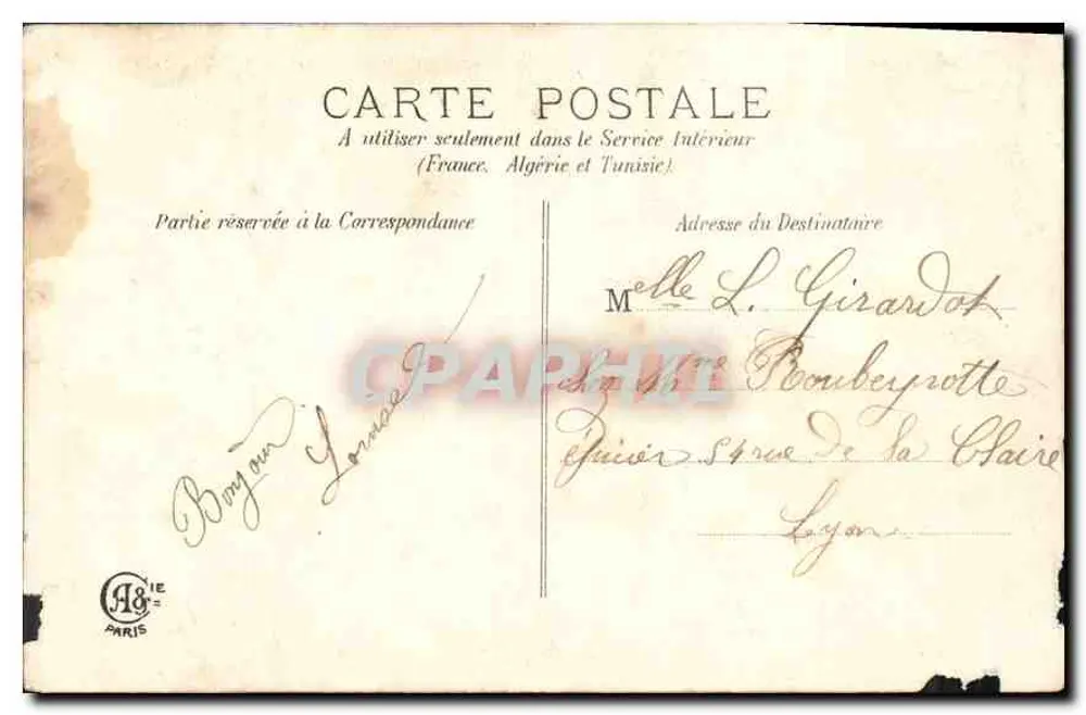 Femme à la table — scène intérieure avec fleurs — éditeur A&É PARIS - Rückseite