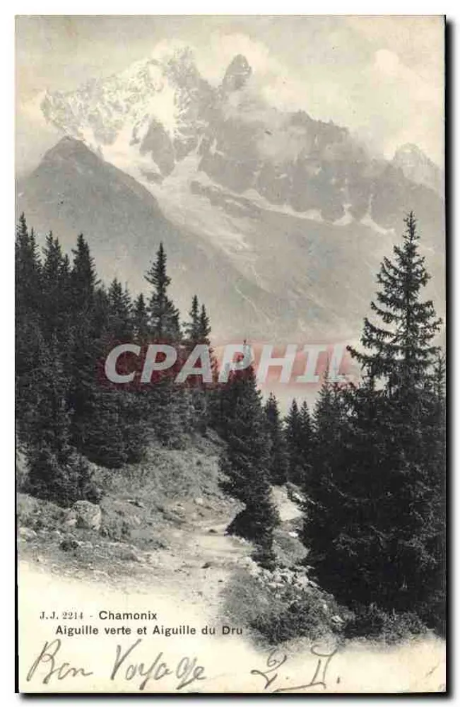 Aiguilha verde e Aiguilha do Dru — Chamonix — J.J. 2214 - Frente