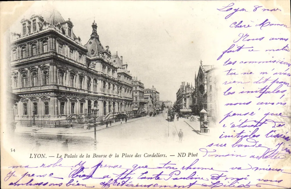 LYON. — Das Palais de la Bourse & die Place des Cordeliers. — ND Pbot - Vorderseite