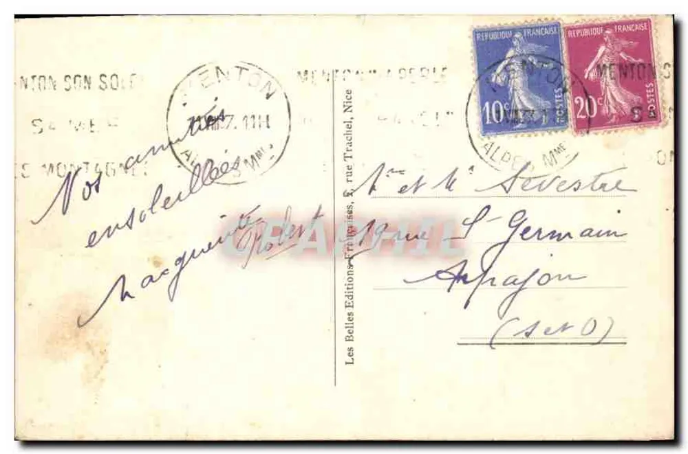 Menton — Vista geral — LL, n° 201 - Verso