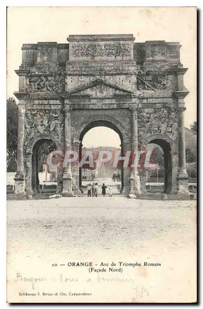 Orange — Arco do Triunfo Romano (Fachada Norte) — Edições J. Brun e Cie, Carpentras, n°20 - Frente