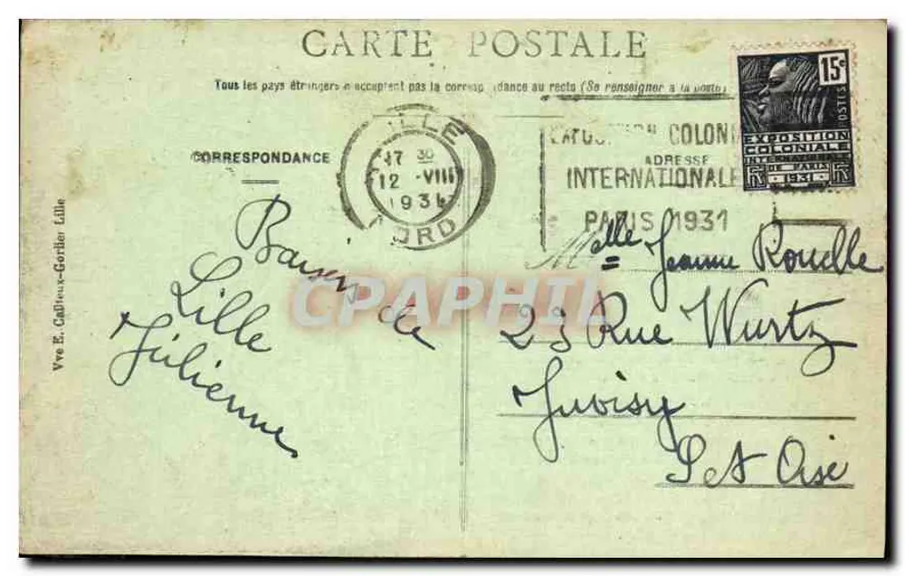 Lille - Monument de Desrousseaux - E.C. Chanson du 'P'tit Quinquin' - Verso