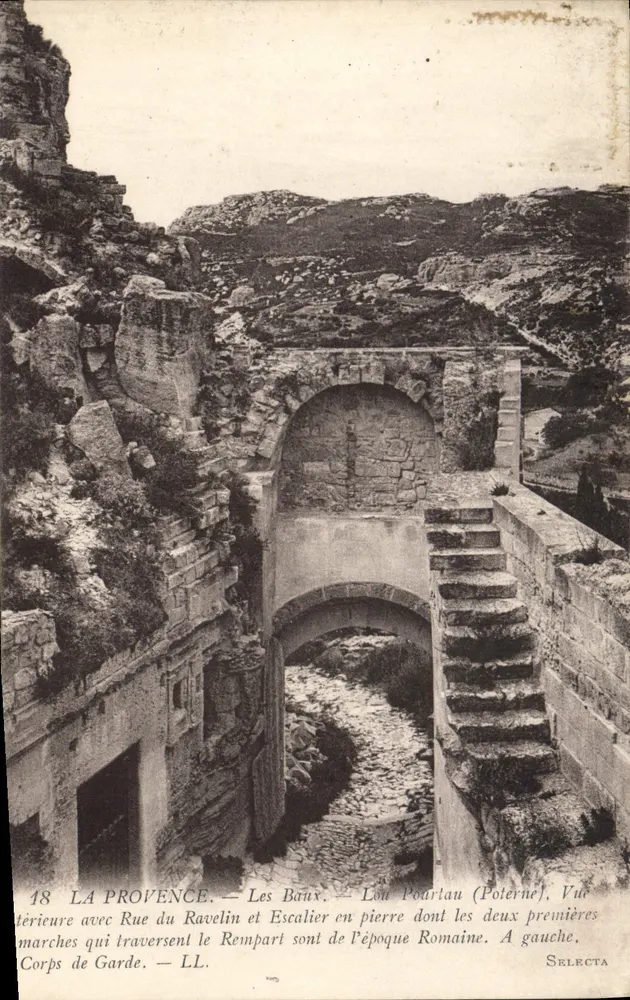 Les Baux-de-Provence — Römische Ruinen des Ravelin und Treppe — Verlag Selecta, Nr. 48 - Vorderseite