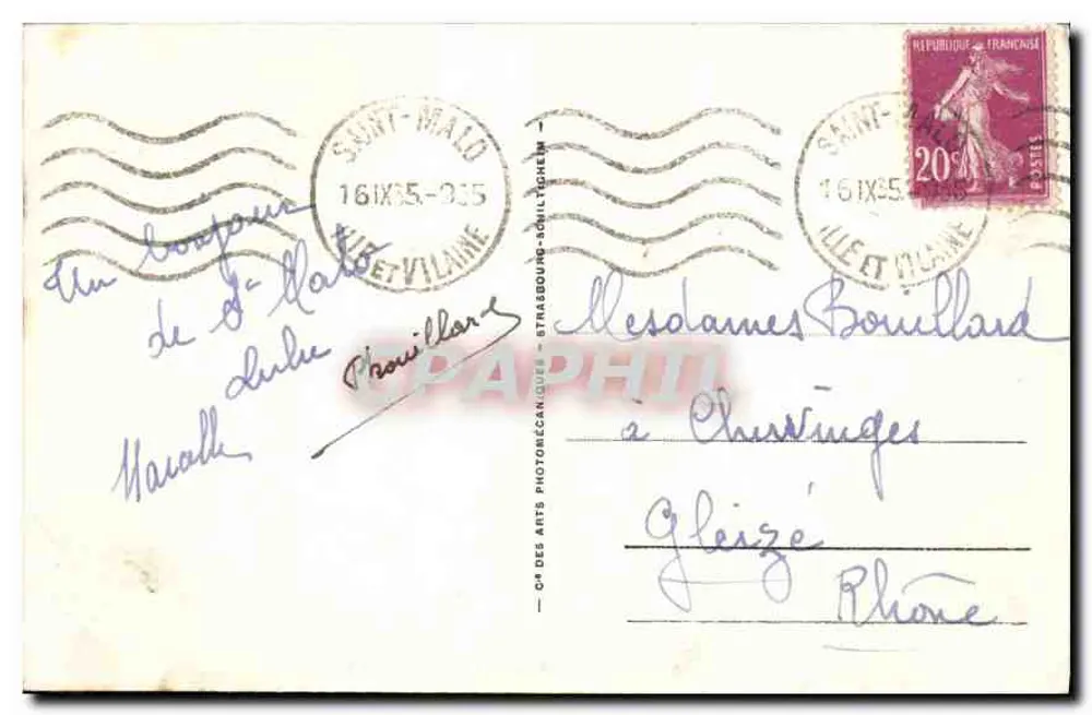 St-Malo - O Forte Nacional à maré baixa — série 72, editor C4 dos Arts Photobecan - Verso