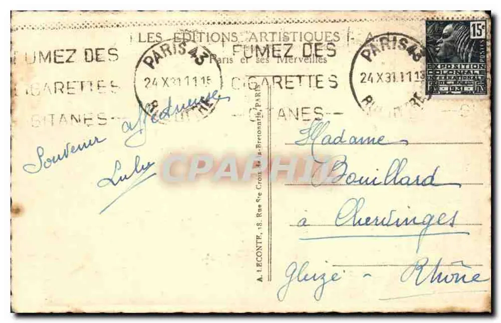 Paryż - Arc de Triomphe — Triumphal Arch — 7. — Wydawca: Les Éditions Artistiques - Rewers
