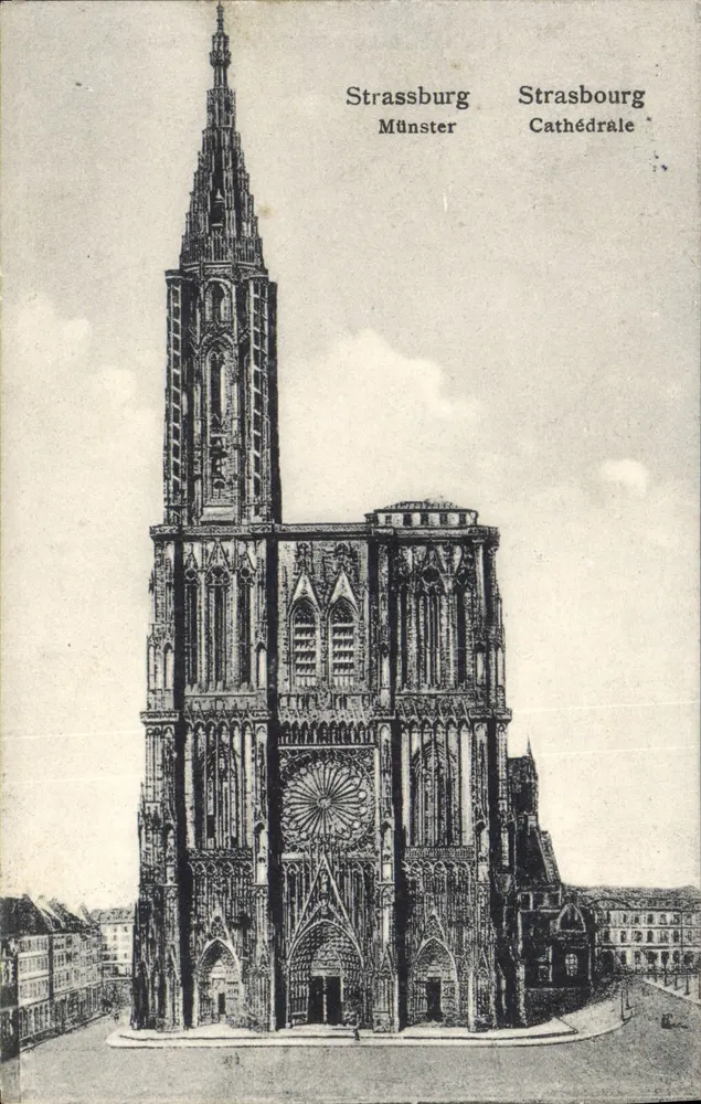 Strasbourg - Catedral — vista da fachada e da torre — editor E. Luby, Strasbourg, n° 471 - Frente
