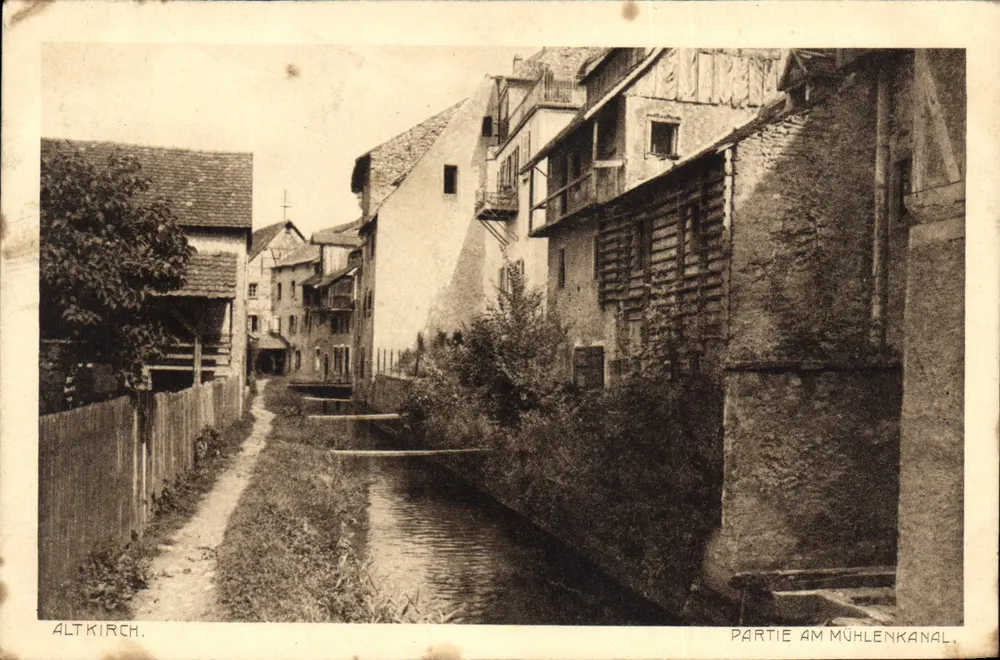 Alt-Kirch — Parte junto ao canal das moinhas — Verlag J. Seiler, Buchhandlung, Alt-Kirch - Frente