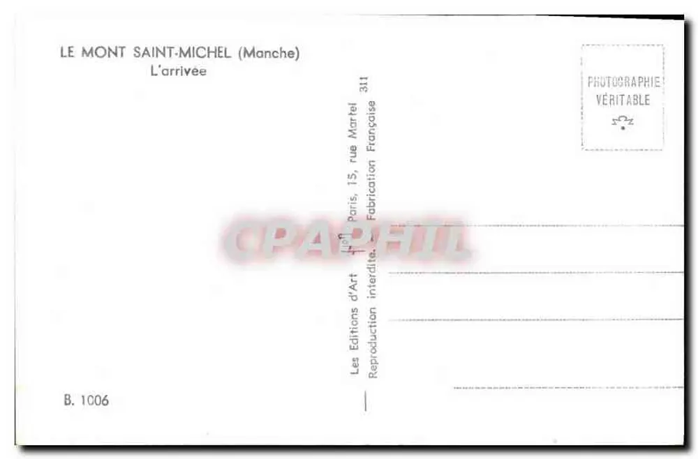 O Monte Santo Michel (Manche) — A Chegada — Les Éditions d'Art, Paris - Verso