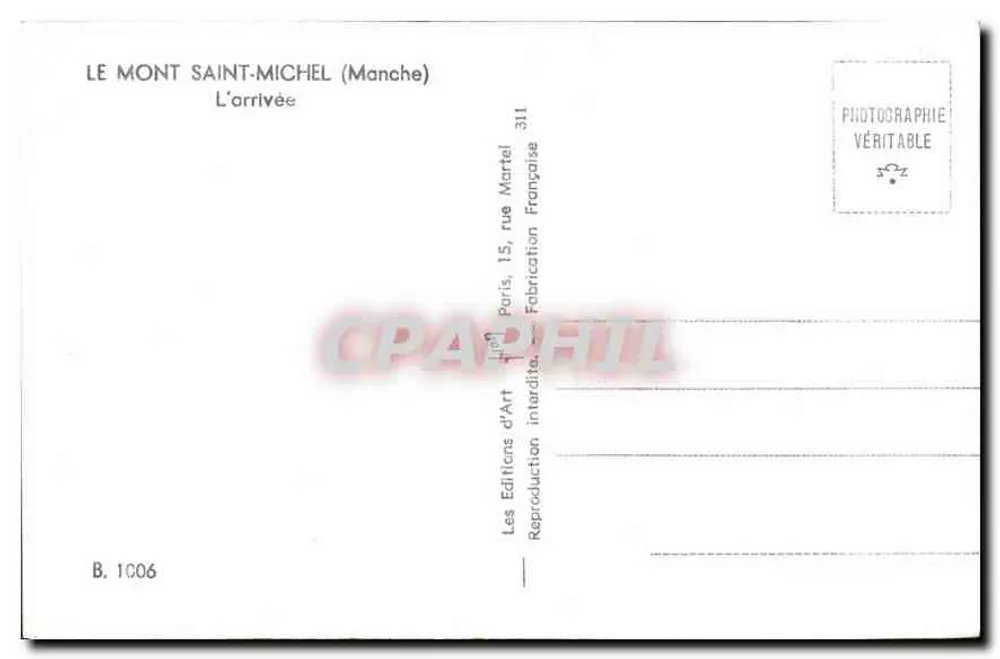 O Monte Santo Michel — A chegada — Les Éditions d'Art Martel, Paris - Verso