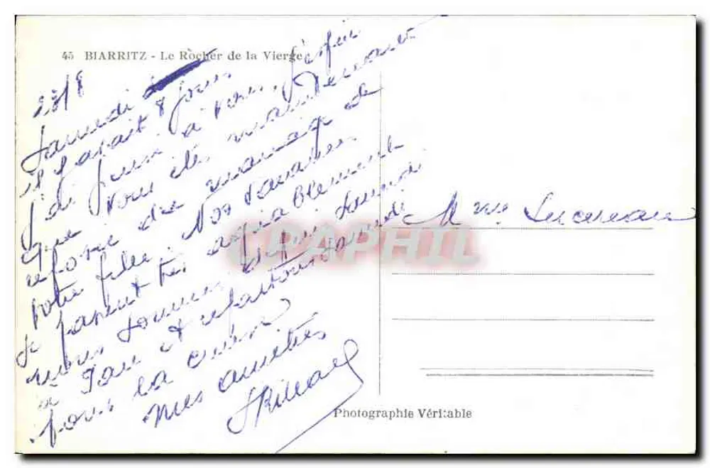 Biarritz - O Rochedo da Virgem — Fotografia Verdadeira — n°45 - Verso