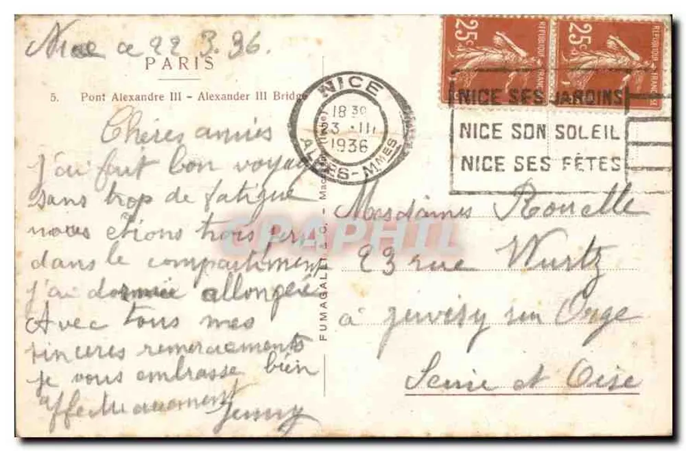 Ponte Alexandre III — Paris — editor desconhecido, n°5 - Verso