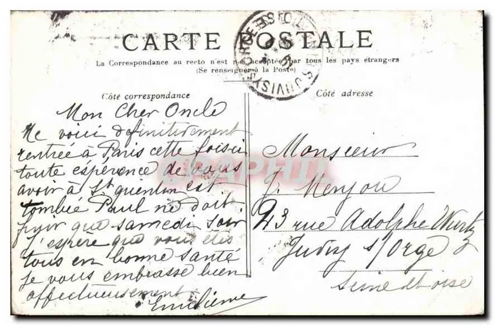 PARIS — A Conciergerie — Editor não identificado, número de série não visível - Verso