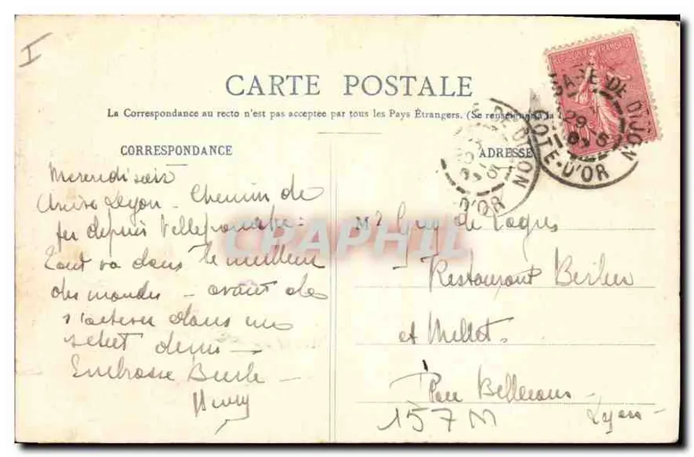 Dijon - Hotel Magnin (anteriormente Lantin) siglo XVII - L. V., edit. - Reverso