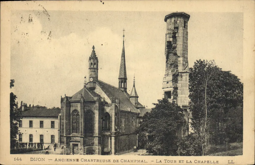 Dijon — Alte Chartreuse von Champmal — Die Turm und die Kapelle - Vorderseite