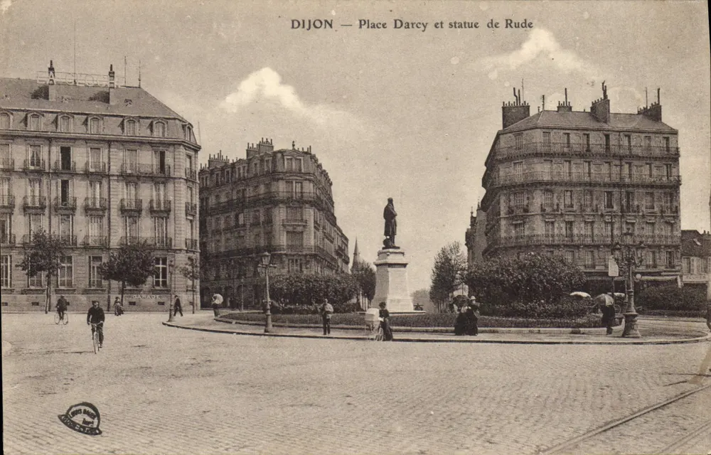 Dijon — Place Darcy e estátua de Rude — Editor: J. Lefebvre - Frente