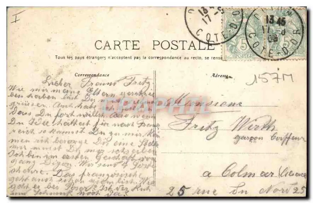 Dijon — Porte-Guillaume — Aubert, édit. 10, r. Liberté, Dijon - Verso