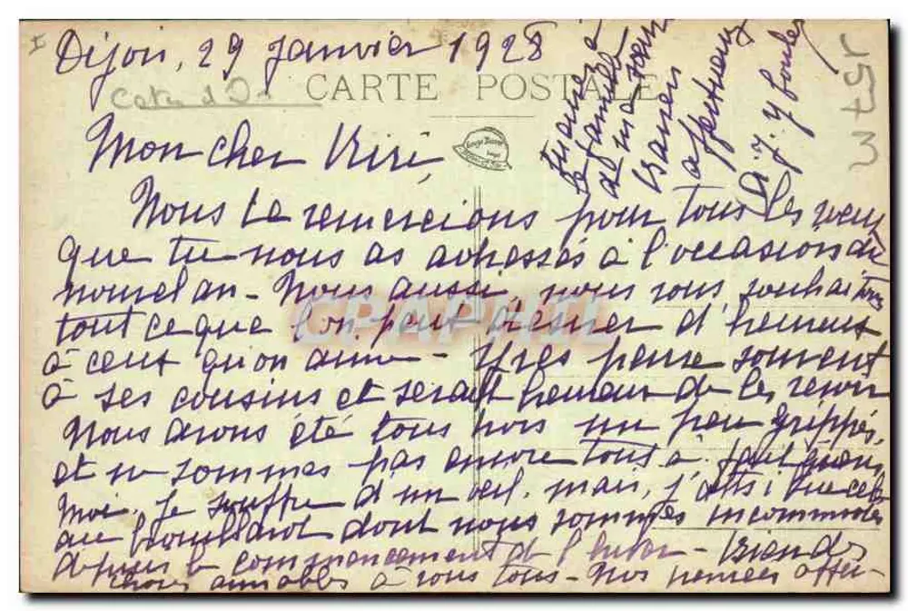 Dijon — Monument Bossuet — editor N. D. n° 62 - Verso