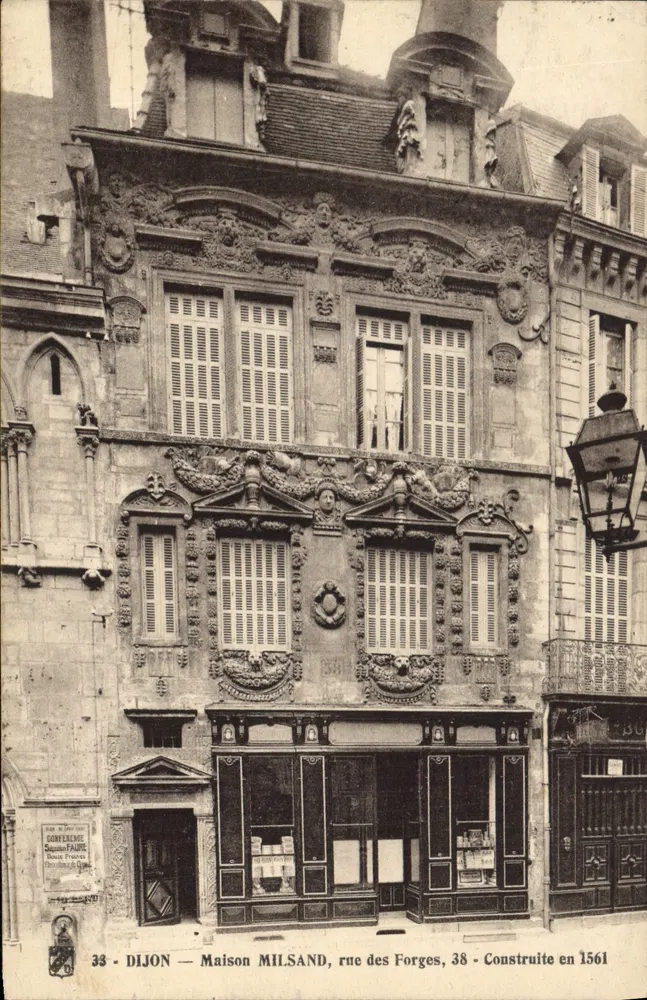 Dijon — Haus MILSAND, rue des Forges, 38 — Errichtet 1561 - Vorderseite