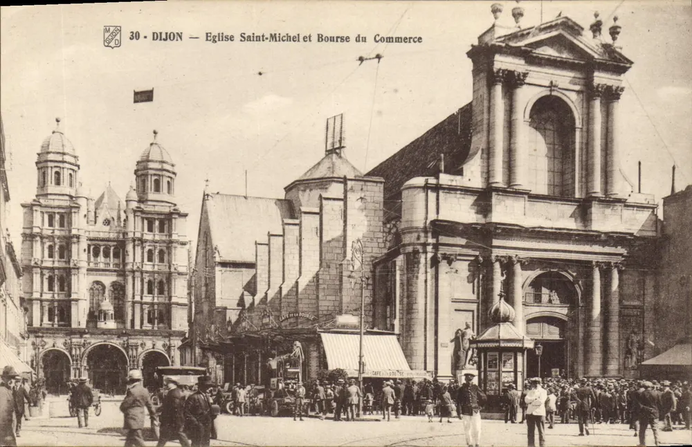 Dijon — Iglesia de San Miguel y Bolsa de Comercio — M. DARD - Anverso