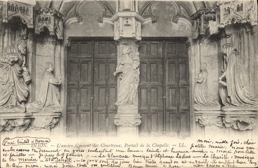 Dijon — Das ehemalige Kartäuserkloster. Portal der Kapelle — Verlag Beaum - Vorderseite