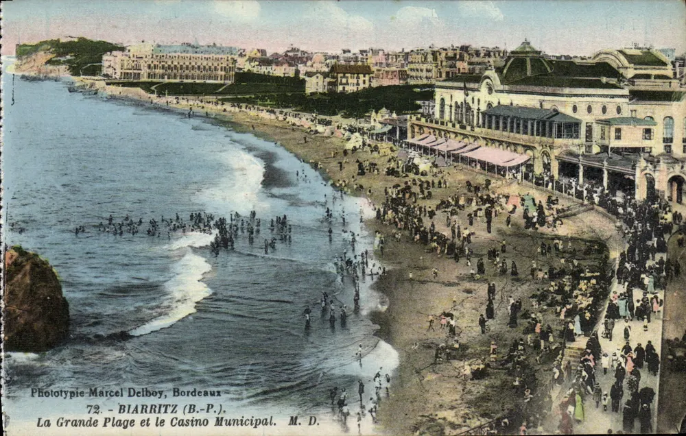 Biarritz (B.-P.) — La Grande Plage und das Municipale Casino — Phototypie Marcel Delbouy, Bordeaux, n°72 - Vorderseite