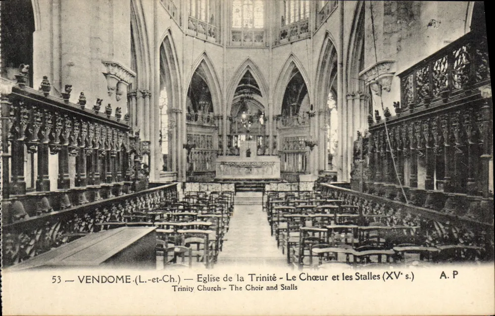 Vendôme (Loir-et-Cher) — Kirche der Dreifaltigkeit — Der Chor und die Stühle (15. Jahrhundert) — A. P. - Vorderseite