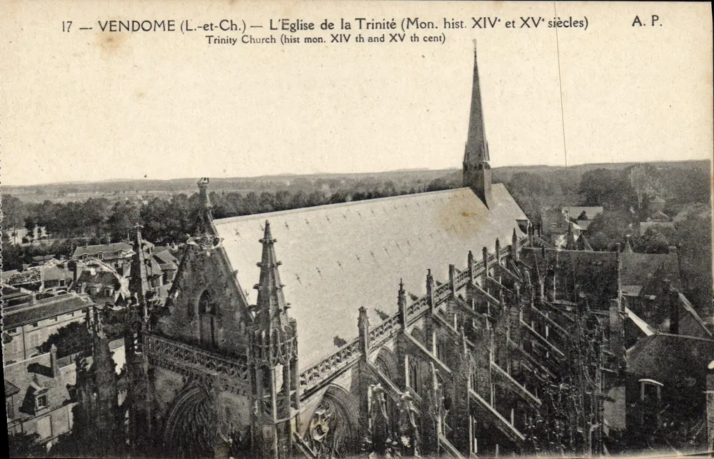 Vendôme (Loir-et-Cher) — Die Kirche der Dreifaltigkeit (Historisches Monument, 14. und 15. Jahrhundert) — A.P. - Vorderseite