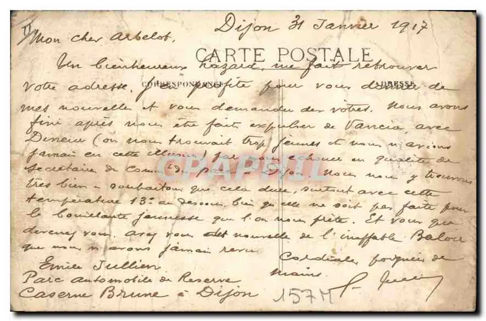 Dijon — Praça Étienne-Dolet — editor Lévy Dutier, n° 1574 - Verso