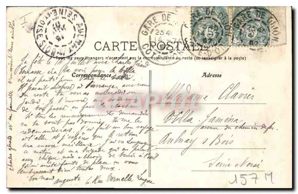 Dijon - Cachoeira da praça Darcy — editor G. Géronime, n° 157 - Verso