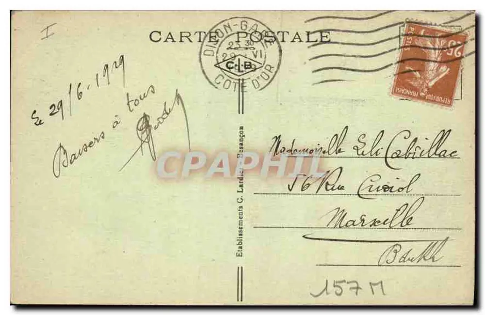 Dijon — Monumento São Bernardo — Editor C. Ladic, n° 3553 - Verso