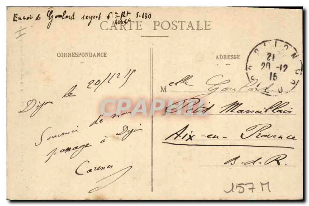 Das Erwachen Napoleons von Rude — Umgebung von Dijon — Fixin — n° 669 - Rückseite