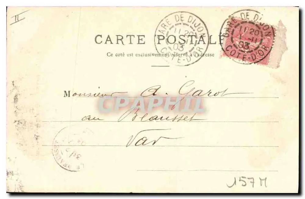 Dijon — Place des Ducs de Bourgogne avec la cathédrale — éditeur Chottard, n°21 - Verso