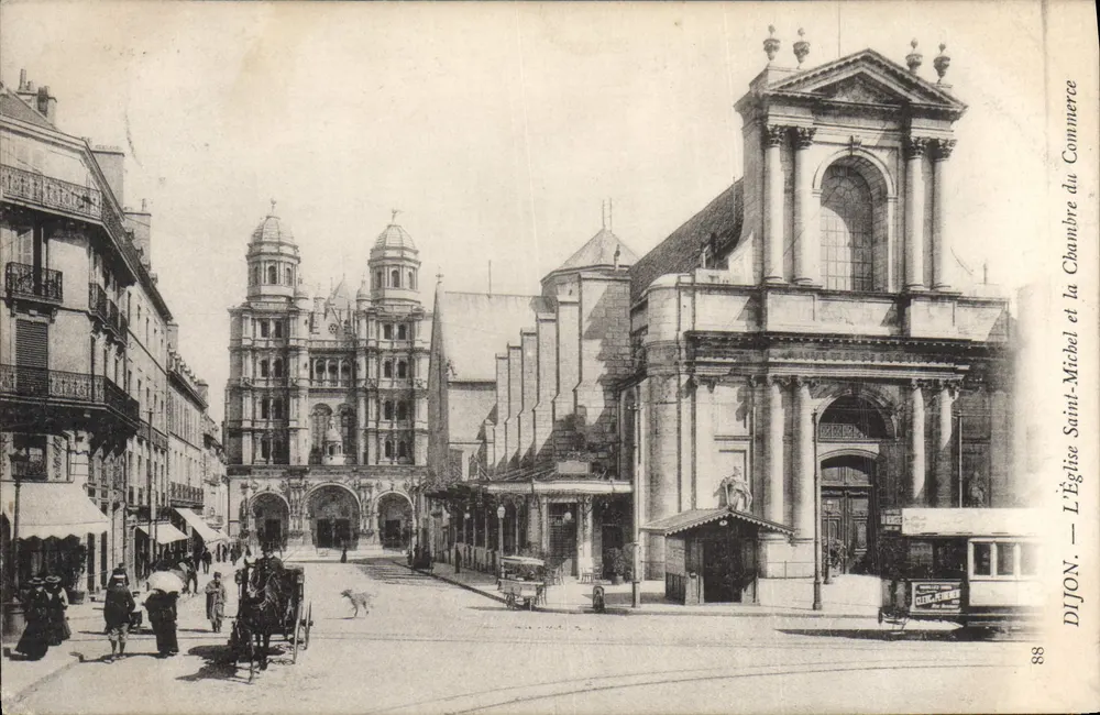 Dijon — Kirche Saint-Michel und das Handelsamt - Vorderseite