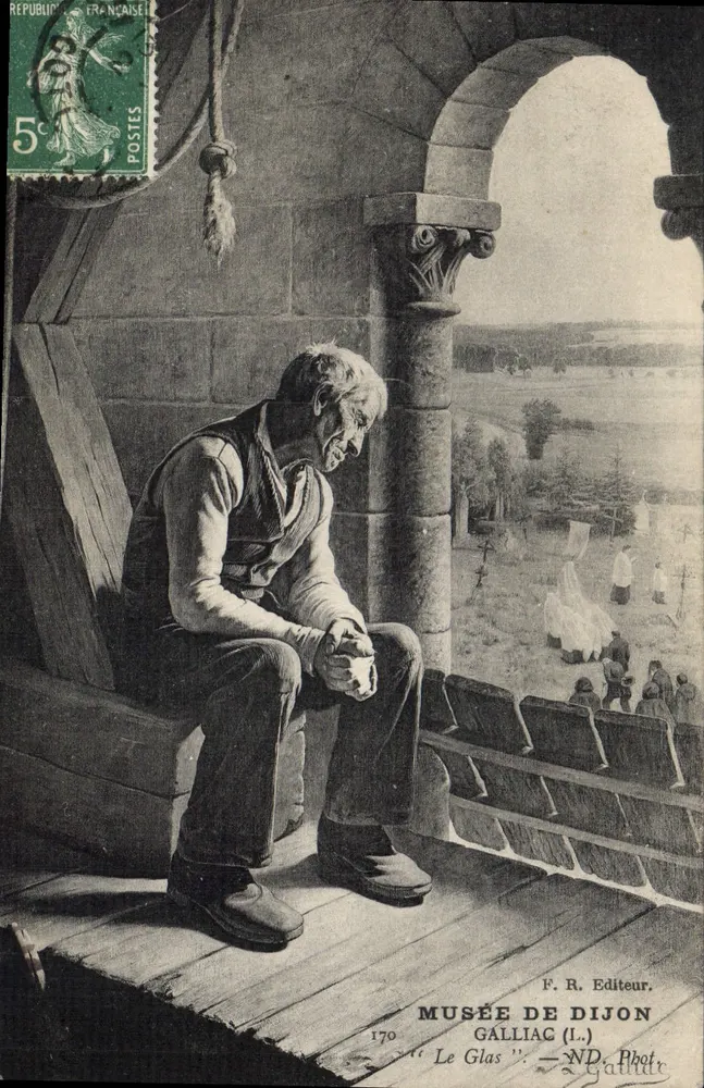 Um homem idoso sentado em um donjon — Museu de Dijon — F. R. Editor, n° 170 - Frente