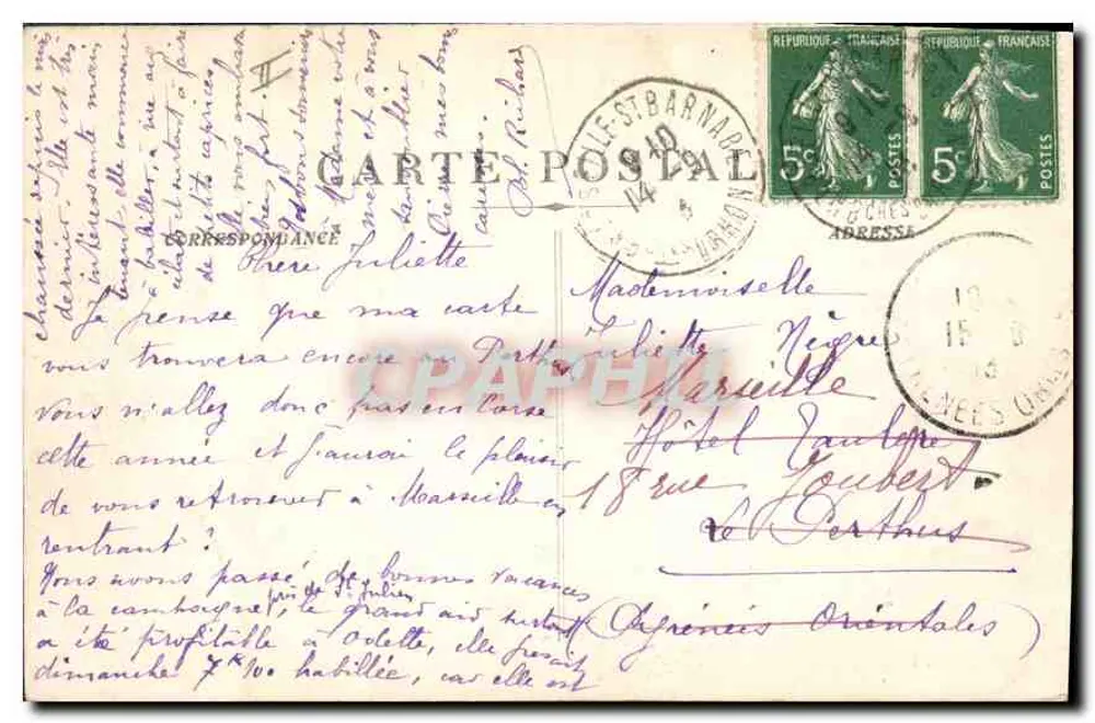 Marsella - Vista general de la Joliette — Edición de los Érards, n.º 5 - Reverso