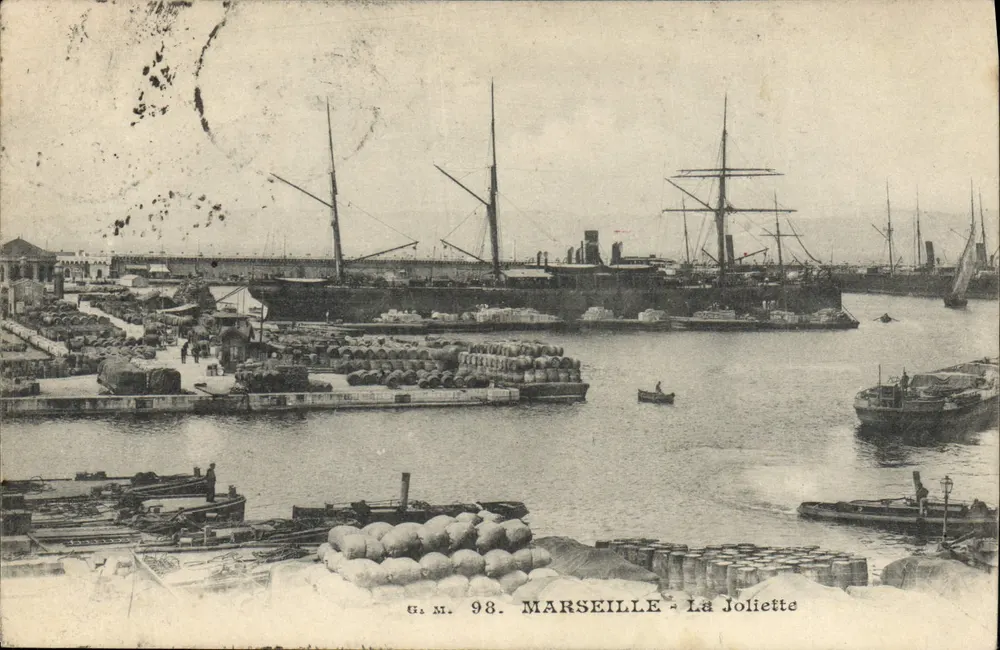 Marseille - La Joliette — porto com cargas e navios — G.M. 98 - Frente