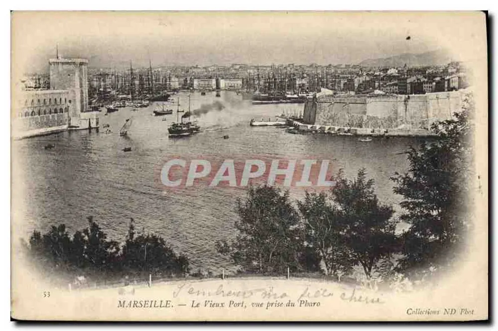 MARSEILLE — Der alte Hafen, Aufnahme vom Phare — Sammlung ND Phot, Nr. 53 - Vorderseite
