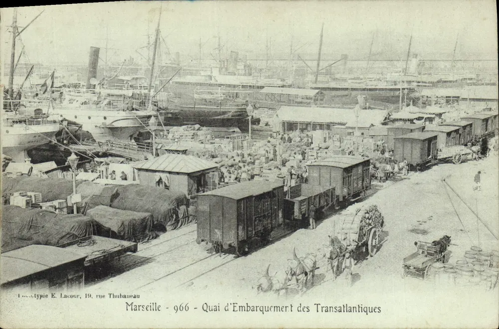 Marseille — Anlegestelle für Transatlantiker — Verlag E. Lacour, 19, rue Thubaneau, n° 966 - Vorderseite