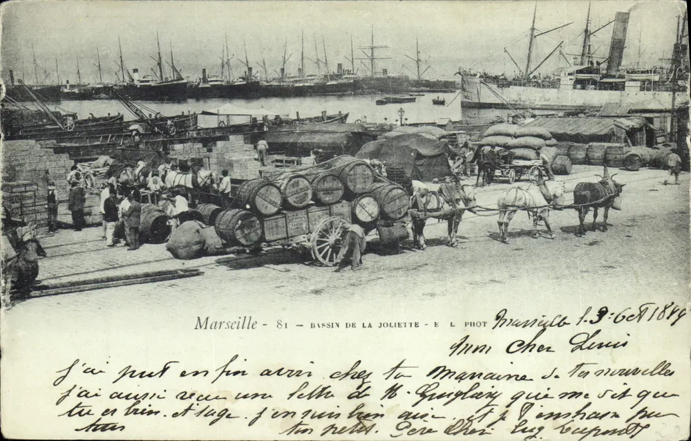 Matrosen und Wagen am Bassin de la Joliette — Marseille — L. Fot. Manielle, Nr. 81 - Vorderseite