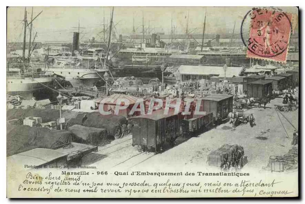 Marseille — Quai der Transatlantiker — Phototype E. Lacour, 10, rue Toubaneau, n° 966 - Vorderseite
