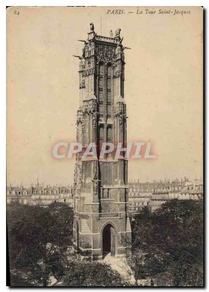 Paris — A Torre Saint-Jacques — editor não identificado, n° de série 84 - Frente